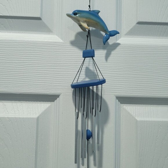 Blue Dolphin Acrylic Metal Hanging Wind Chimes - Picture 1 of 12